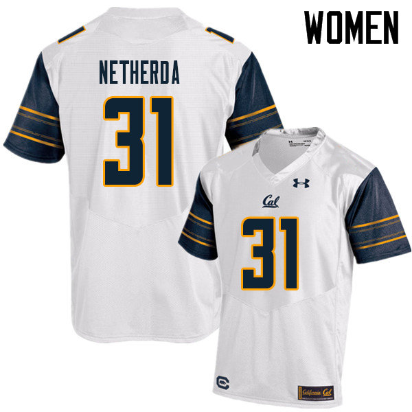 Women #31 Alex Netherda Cal Bears UA College Football Jerseys Sale-White - Click Image to Close